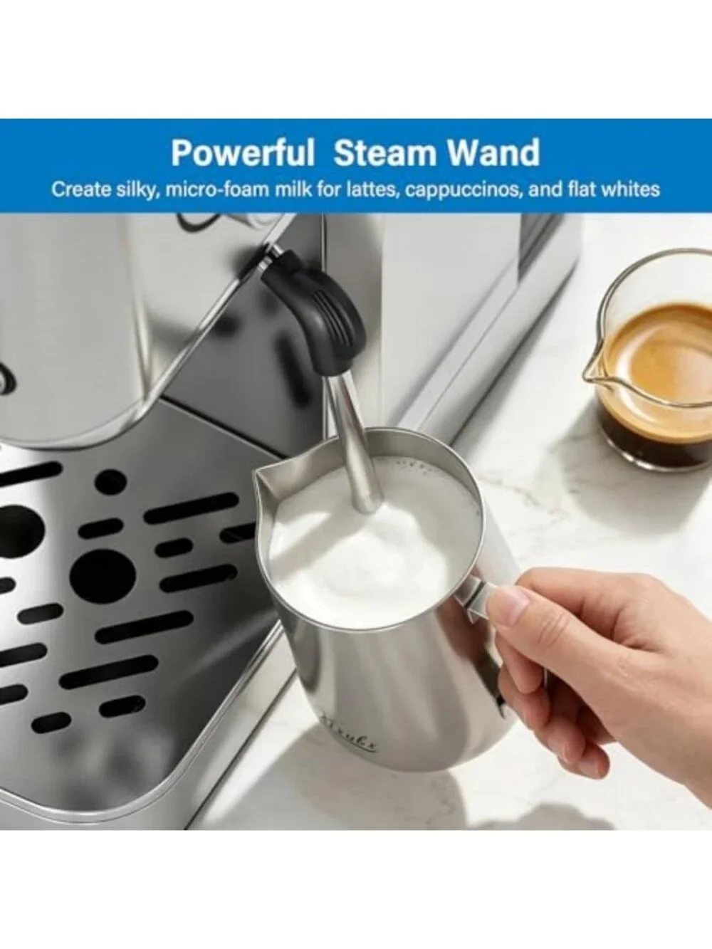Cold Brew Espresso Maker with Milk Frother - Stylish Grey Coffee Machine